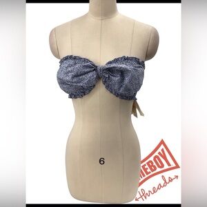 Doen Blue Floral Bandeau Swim Top